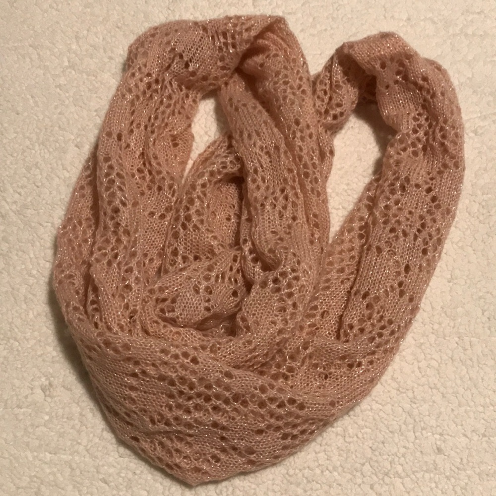 Pink and shiny silver infinity scarf Size OS